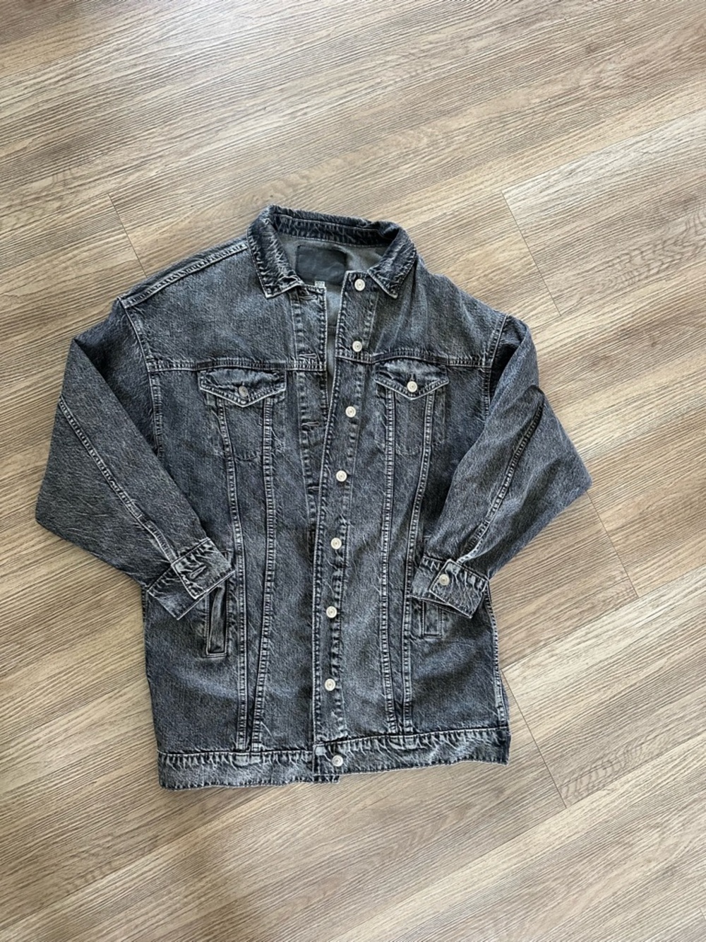 Washed Oversize Black Denim Jacket